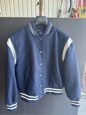 GAP Navy and White Women’s Letterman Jacket